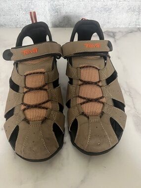Teva Men’s Brown and Orange Closed-Toe Outdoor Sandals